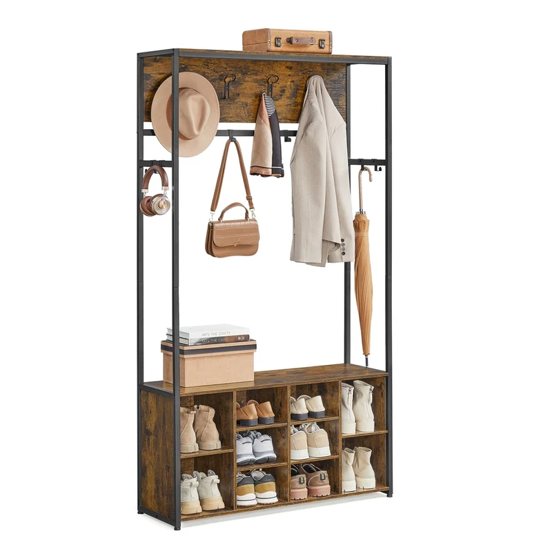Meuble d’entrée avec porte manteau et étagère à chaussures