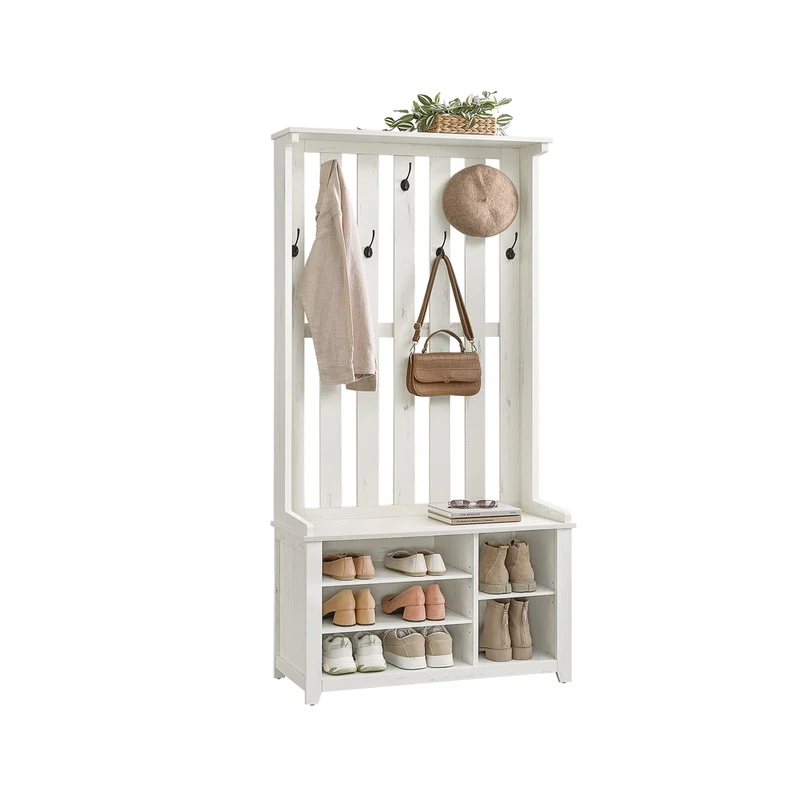 Portemanteau avec banc et étagère