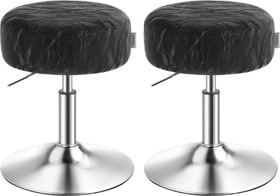 Lot de 2 tabourets de maquillage réglables pivotants 38 x 45,5-57,5 cm assise ergonomique style moderne en PU noir 12_0012735