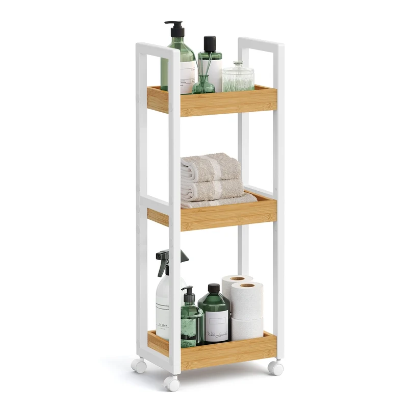 Chariot de salle de bain à 3 niveaux sur roulettes