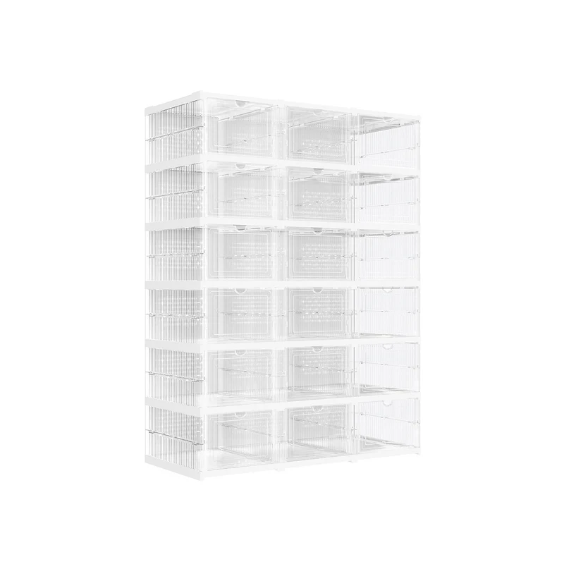 18 Boîtes à chaussures 3 meubles transparent et blanc nuage