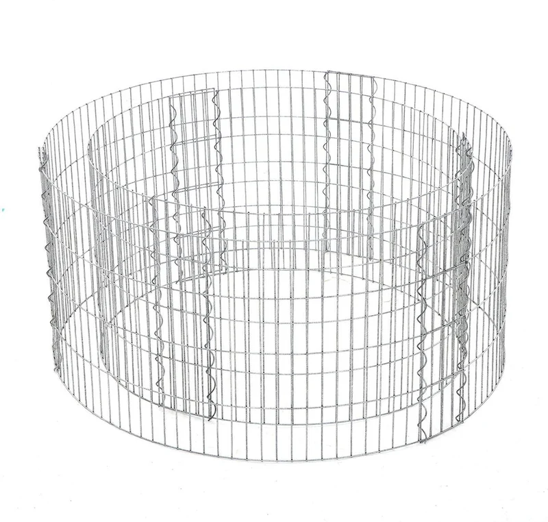 Gabion rond pour pierres jardin 90 x 40 cm assemblage facile décoratif en acier galvanisé argent 12_0010003