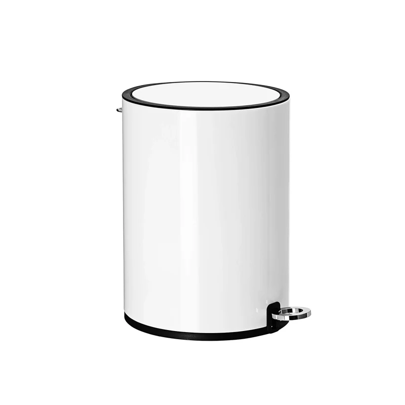 Poubelle de salle de bain avec pédale 26,3 x 18,8 x 25,7 cm capacité 3 L finition mate design épuré en acier blanc 12_0008231