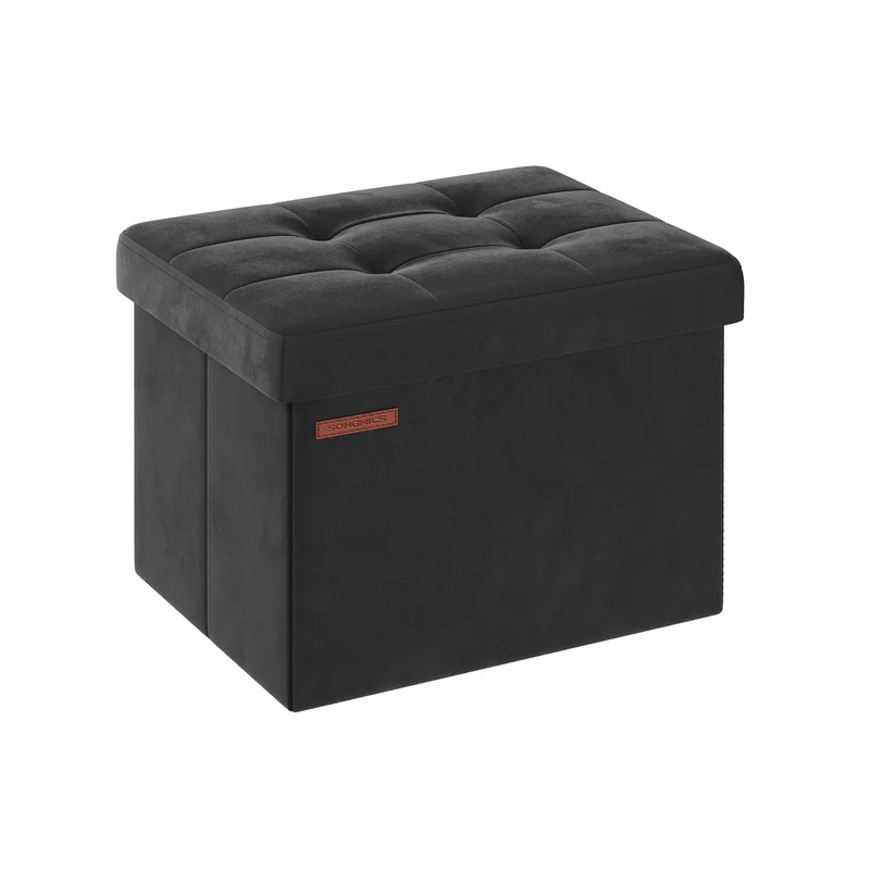 Banc de rangement en velours noir d'encre