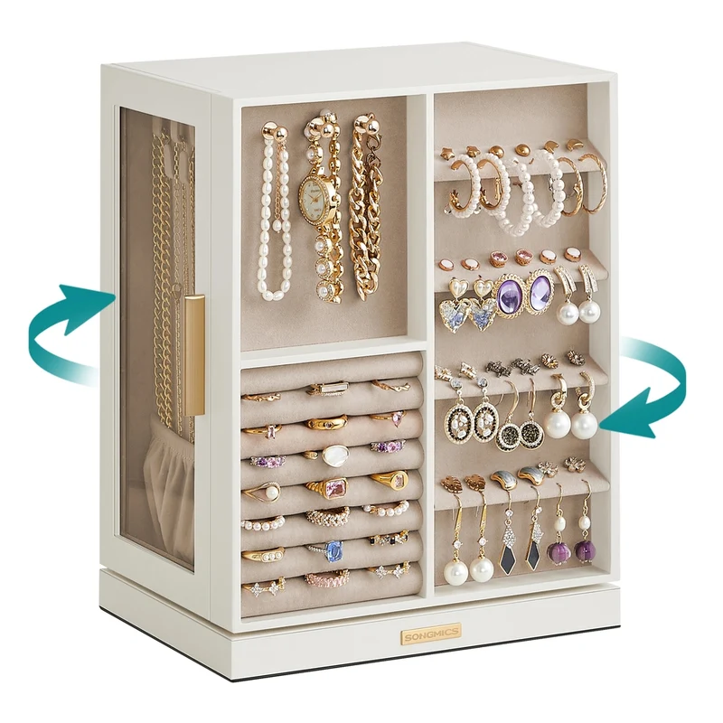 Boîte à bijoux rotative à 360°