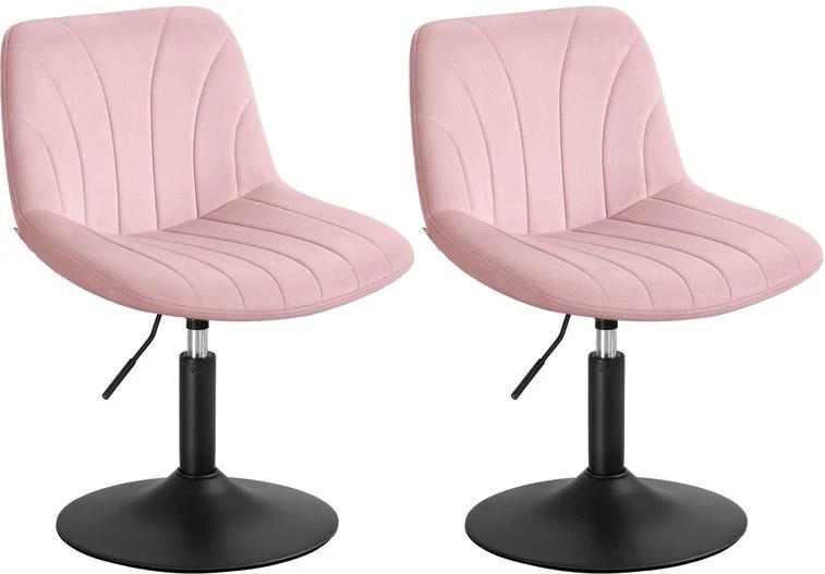 Lot de 2 chaises de coiffeuse réglable hauteur 46,5 x 43 x 77,5 cm avec dossier ergonomique style moderne en velours rose bonbon 12_0012742