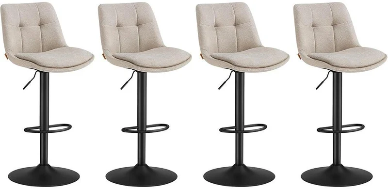 Lot de 2 tabourets de bar pivotants hauteur réglable 48.5 x 43 x 93.5-114 cm assise ergonomique design moderne en contreplaqué blanc crème 12_0011501