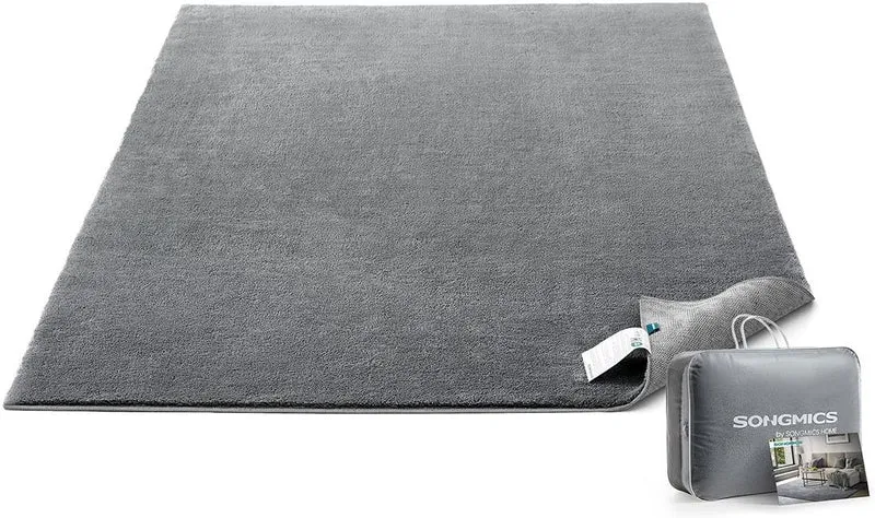 Tapis décoratif antidérapant style moderne 80 x 150 cm pour salon chambre ambiance cosy en polyester gris 12_0011904