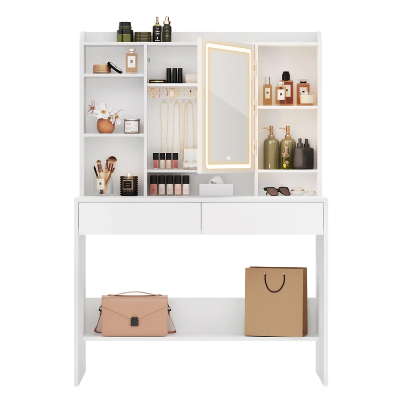 Coiffeuse avec miroir LED moderne