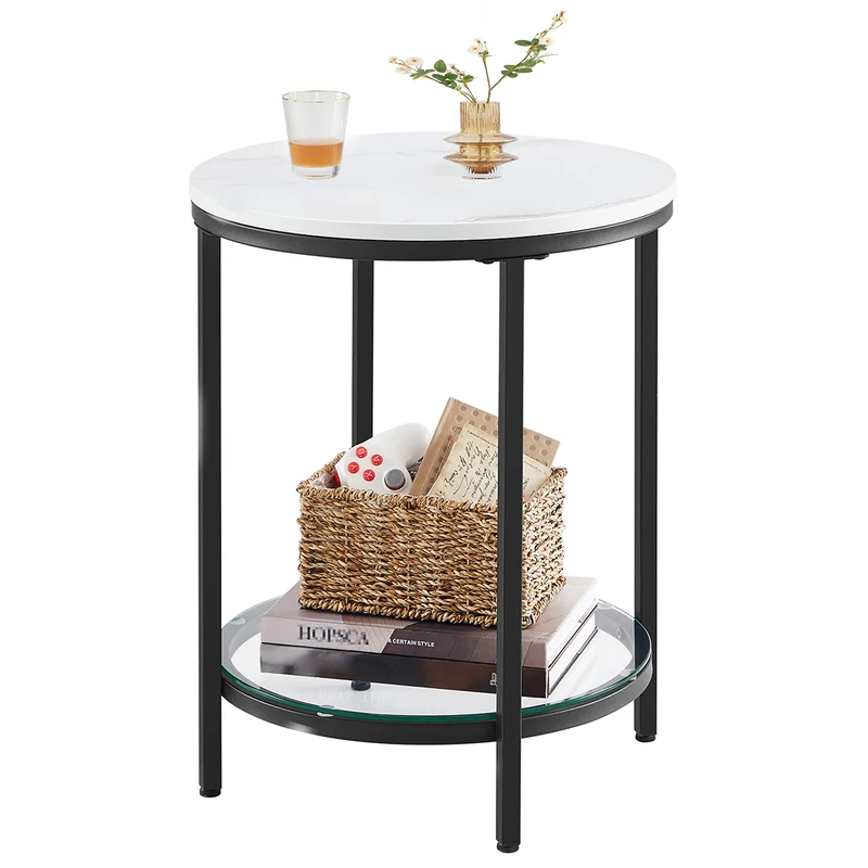 Table d’appoint en verre avec étagères