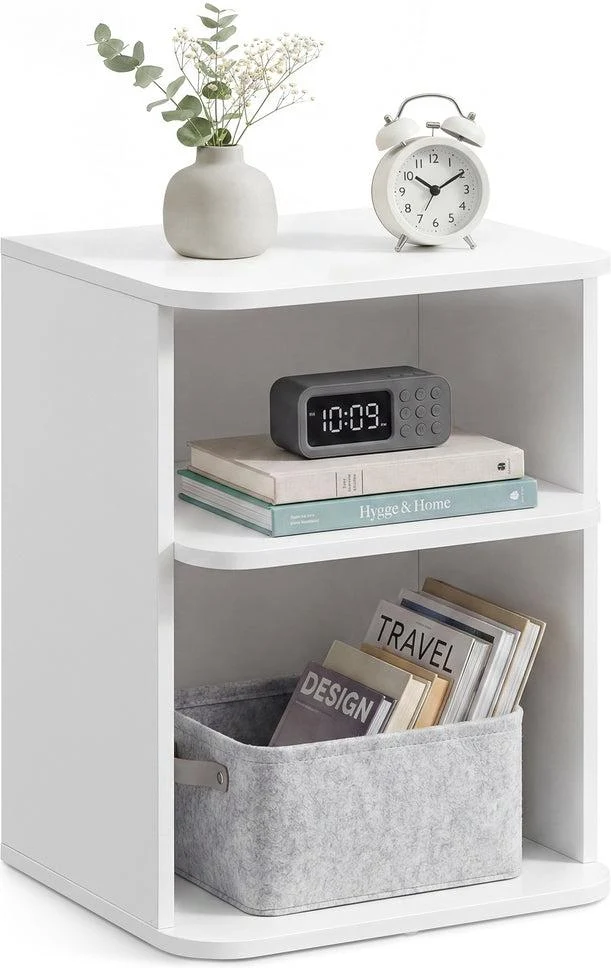 Table de chevet à 3 niveaux rangement moderne chambre 30 x 35 x 45 cm en panneau d'aggloméré blanc nuage 12_0013112