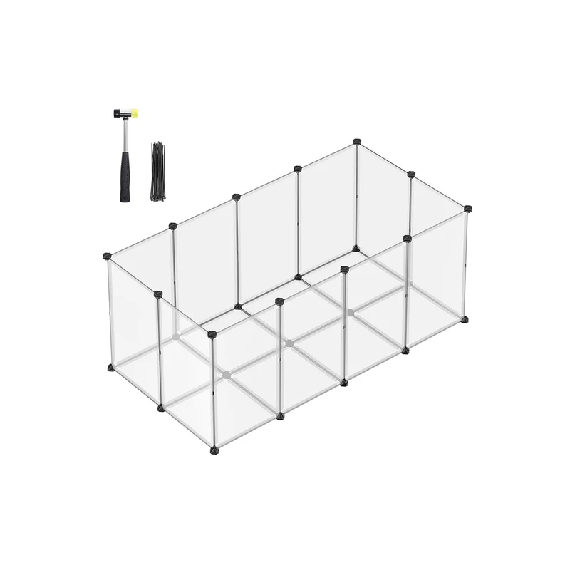 Enclos pour petits animaux modulable 125 x 63 x 42 cm pratique esthétique pour cochons d'inde lapins en plastique blanc 12_0008631