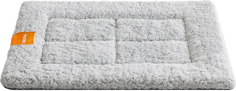 Tapis pour animaux antidérapant lavable machine 90 x 65 cm en tissu sherpa gris tourterelle 12_0010498