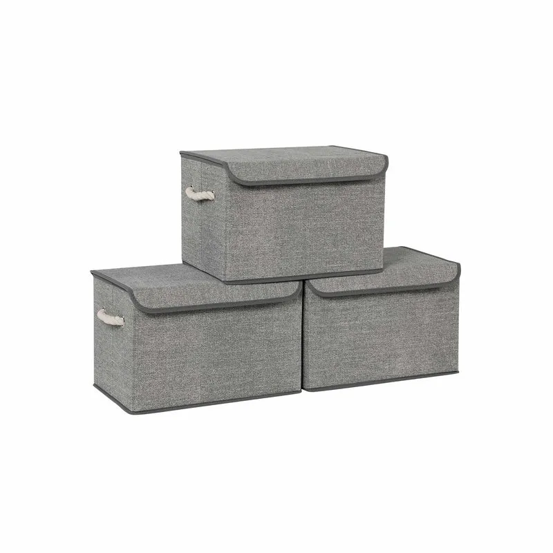 3 Bacs rangement gris