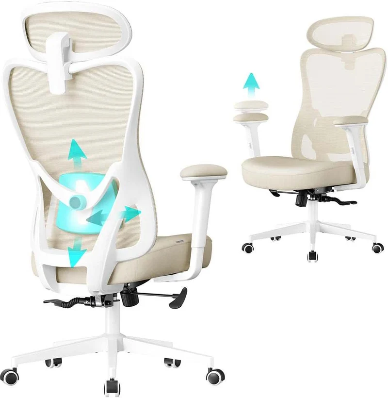 Chaise de bureau ergonomique fauteuil de bureau appui-tête et soutien lombaire réglables supporte jusqu’à 150 kg hauteur réglable noir d'encre 12_0007987