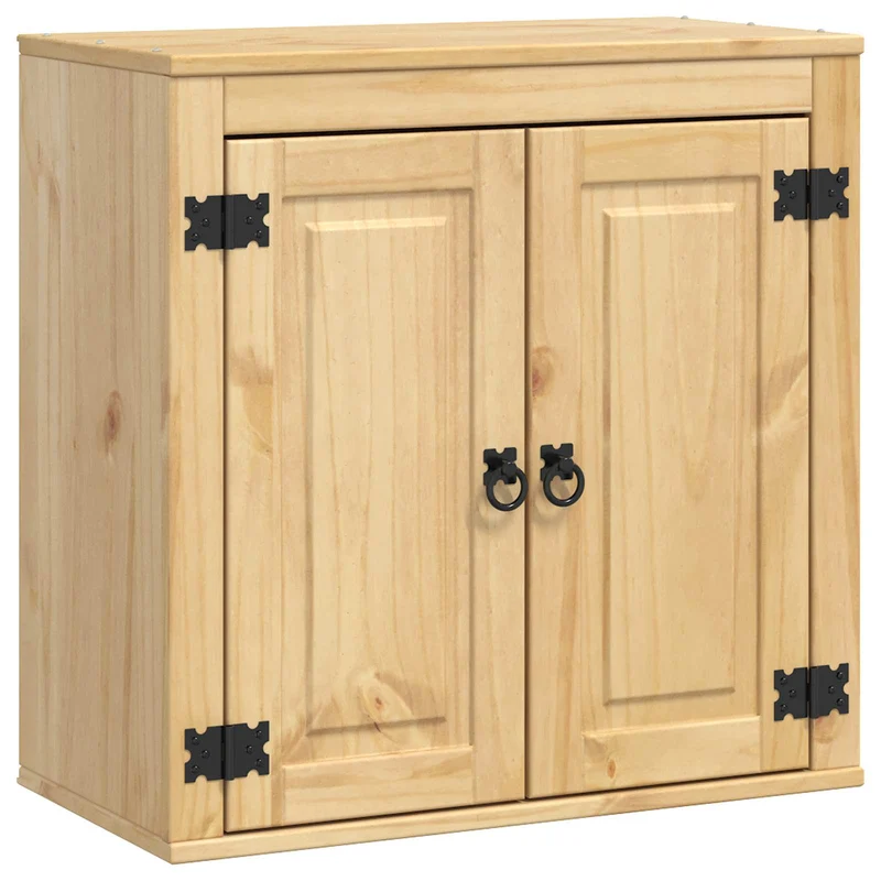 Armoire rectangulaire moderne avec étagère 60 x 32 x 60 cm rangements pratiques salon en pin massif miel 02_0058887