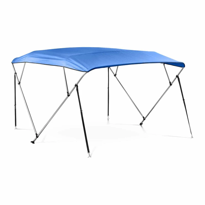 Bimini pour bateau capote pare-soleil toit aluminium embarcation (longueur : 244 cm, largeur : 183 à 198 cm, hauteur : 140 cm, 4 arceaux) 14_0006422