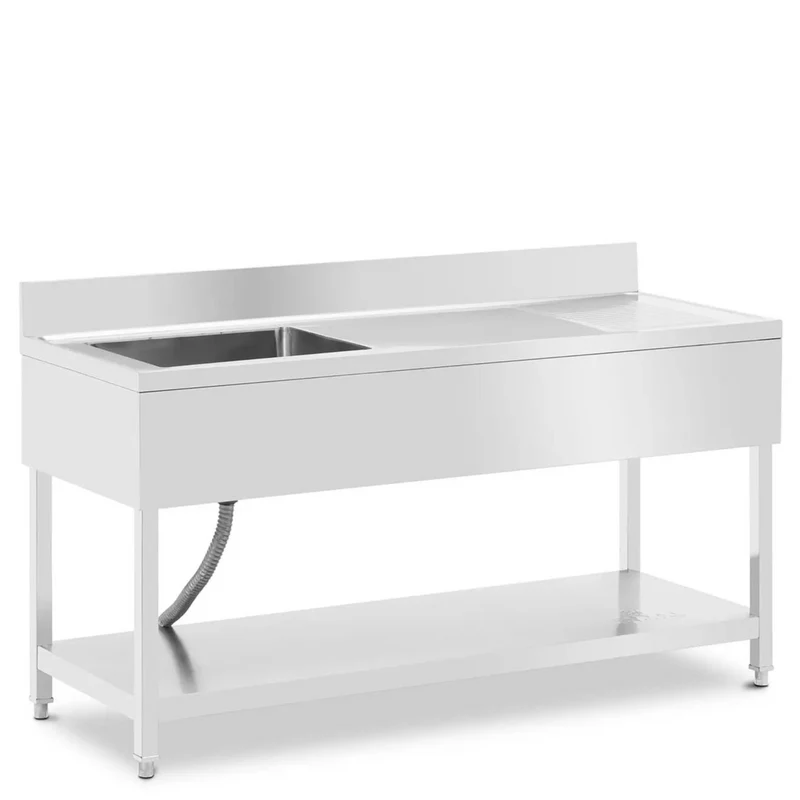 Plonge inox professionnel 1 évier 160 x 60 x 97 cm acier inoxydable argenté 14_0009562