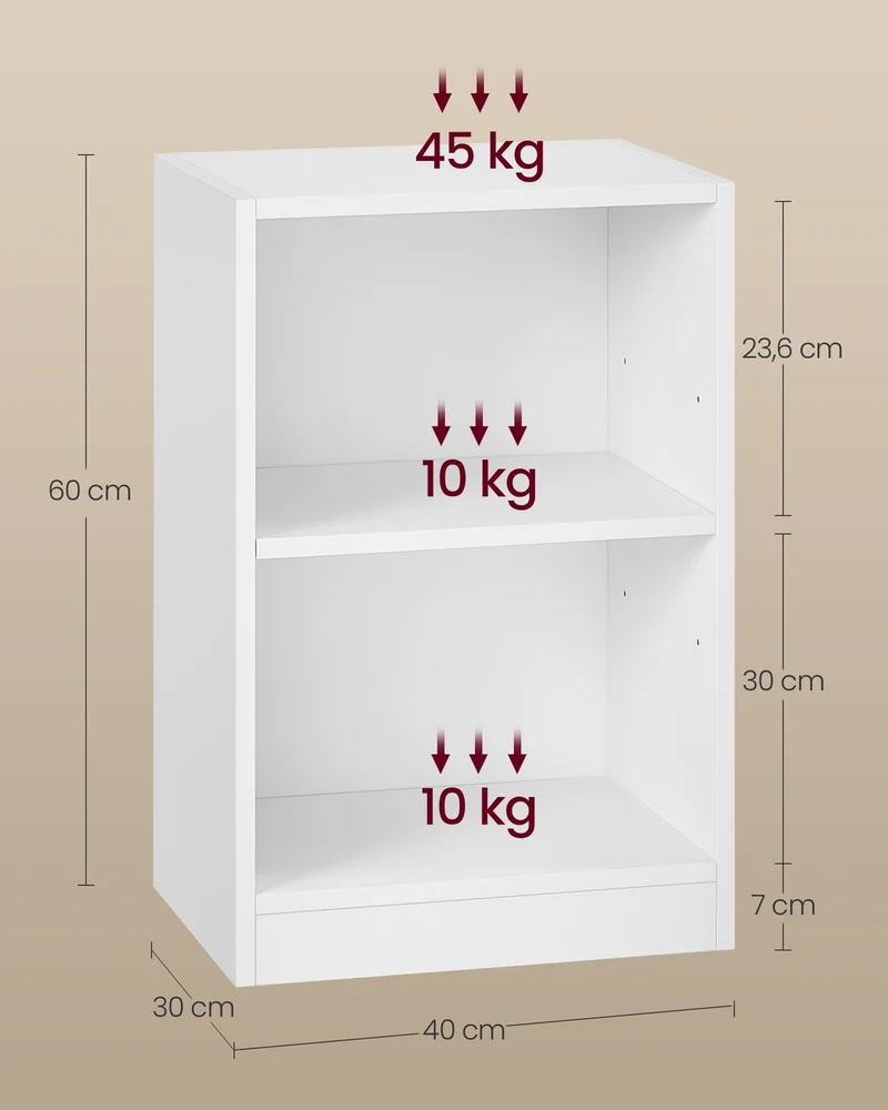 Table de chevet avec compartiments ouverts 30 x 40 x 60 cm double usage moderne chambre salon en aggloméré blanc 12_0012955