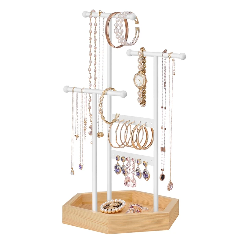 Porte-bijoux en métal et bois