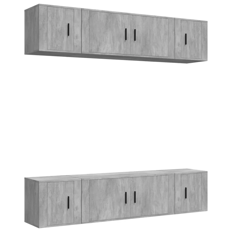 Ensemble de meubles armoire buffet TV télévision salon chambre séjour 6 pièces bois d'ingénierie gris 02_0025050