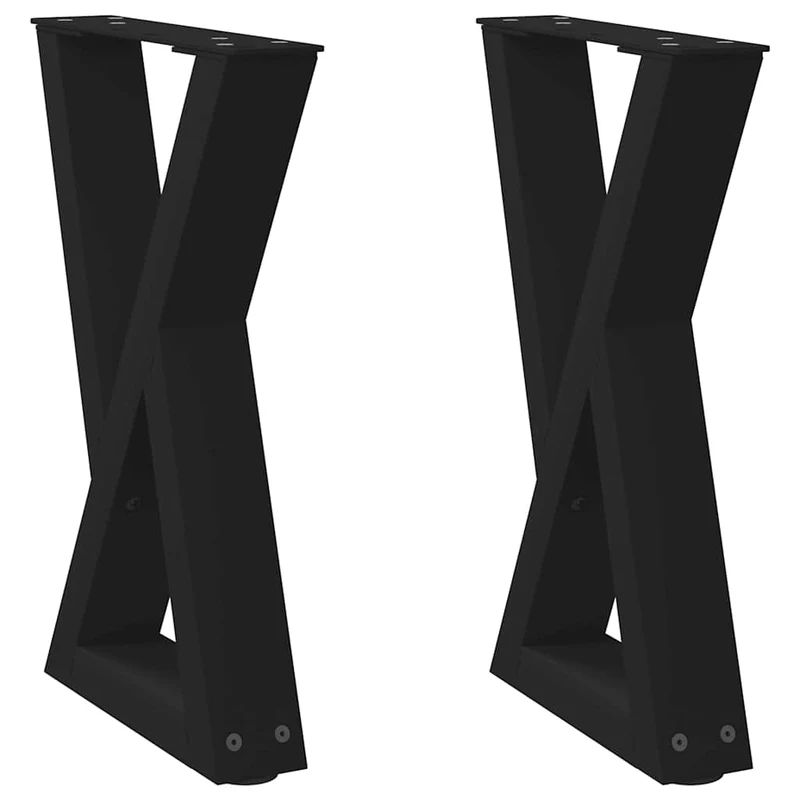 Lot de 2 pieds de table basse réglables design moderne 38 x 42-43,3 cm en acier noir 02_0056986