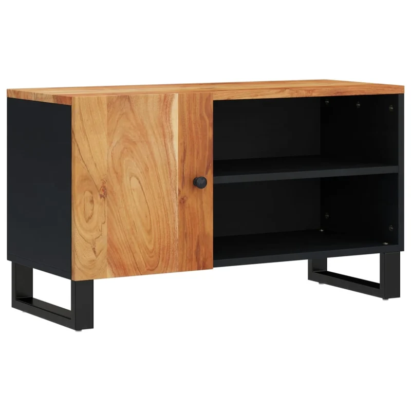 Meuble TV multimédia étagère télévision buffet téléviseur salle à manger salon chambre 80 x 33 x 46 cm bois d'acacia solide et d'ingénierie brun 02_0026240