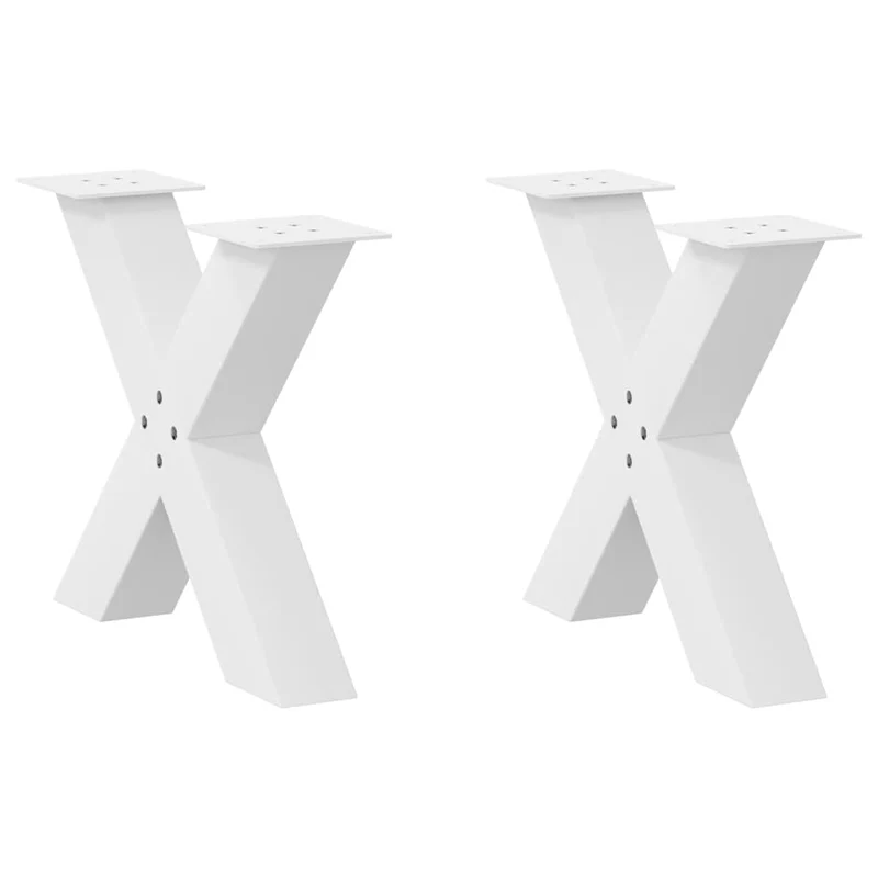 Lot de 2 pieds de table basse en forme de X 60 x 42 cm design moderne finition épurée en acier blanc 02_0057233