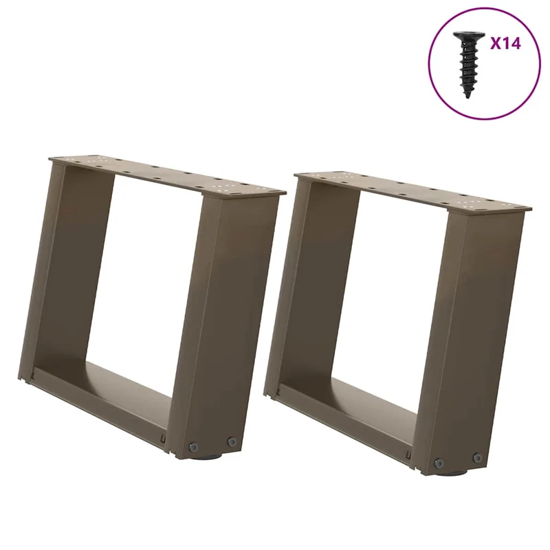 Pieds de table basse en U réglables 40 x 30 cm robustes style moderne en acier naturel 02_0057028