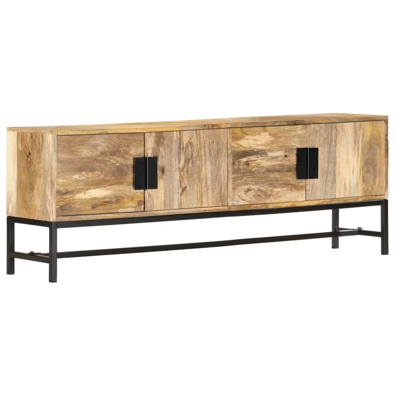 Meuble TV multimédia étagère télévision buffet téléviseur salle à manger salon chambre 140 x 30 x 50 cm bois massif de manguier brun 02_0025918