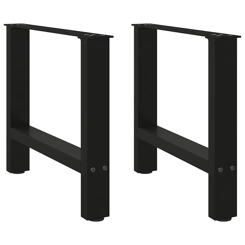 Lot de 2 pieds de table basse carrés 50 x 43 cm design moderne pratiques avec niveleurs en acier noir 02_0057520