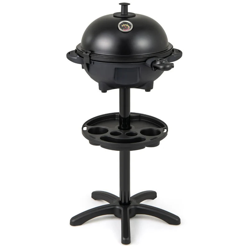Barbecue électrique 63 x 100 cm double zone 1200 Watts chauffage rapide moderne en métal noir 20_0015286
