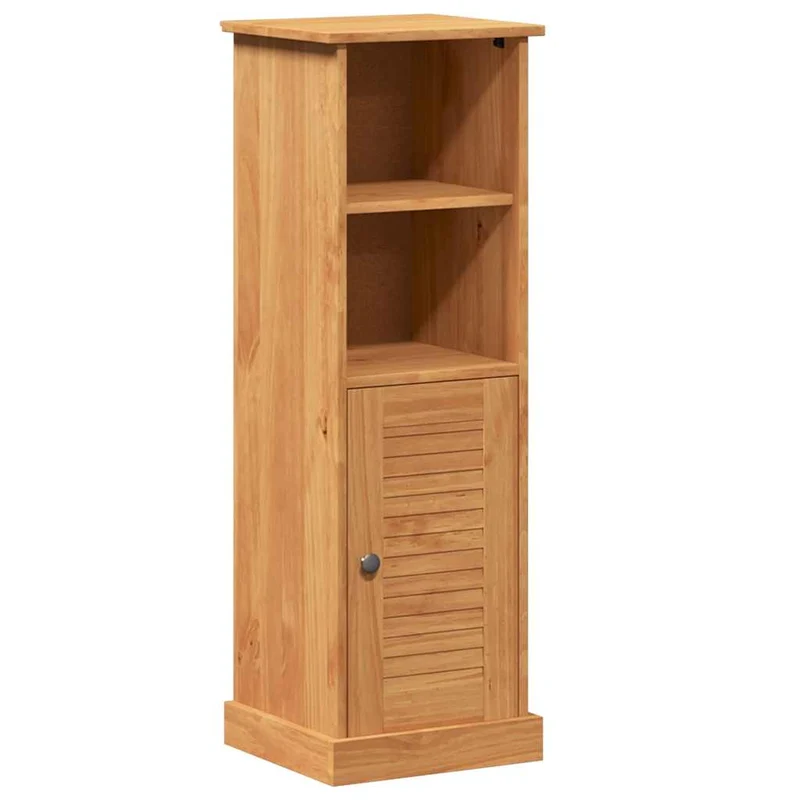 Armoire de salle de bain moderne rangement avec 4 étagères 37 x 34 x 110 cm en bois de manguier marron 02_0057911