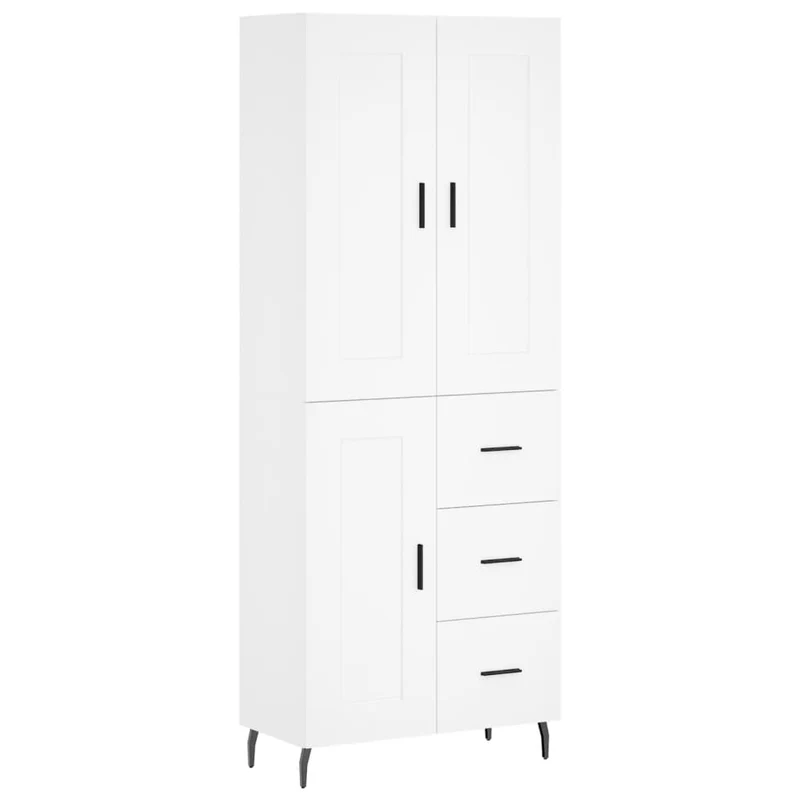Buffet bahut commode armoire meuble de rangement organisateur cuisine salle de séjour salon haut 69,5 x 34 x 180 cm bois d'ingénierie blanc 02_0032523