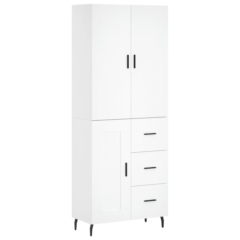 Buffet bahut commode armoire meuble de rangement organisateur cuisine salle de séjour salon haut 69,5 x 34 x 180 cm bois d'ingénierie blanc 02_0032516