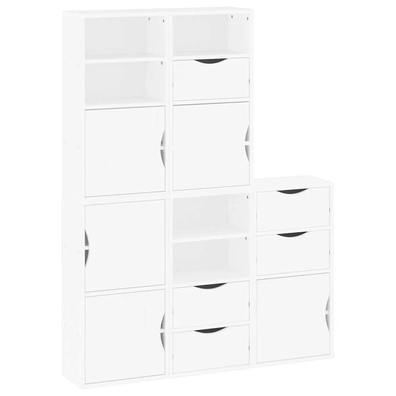 Lot de 5 armoires latérales modulaires pratiques rangement 40 x 24 x 79 cm en bois massif blanc 02_0055965