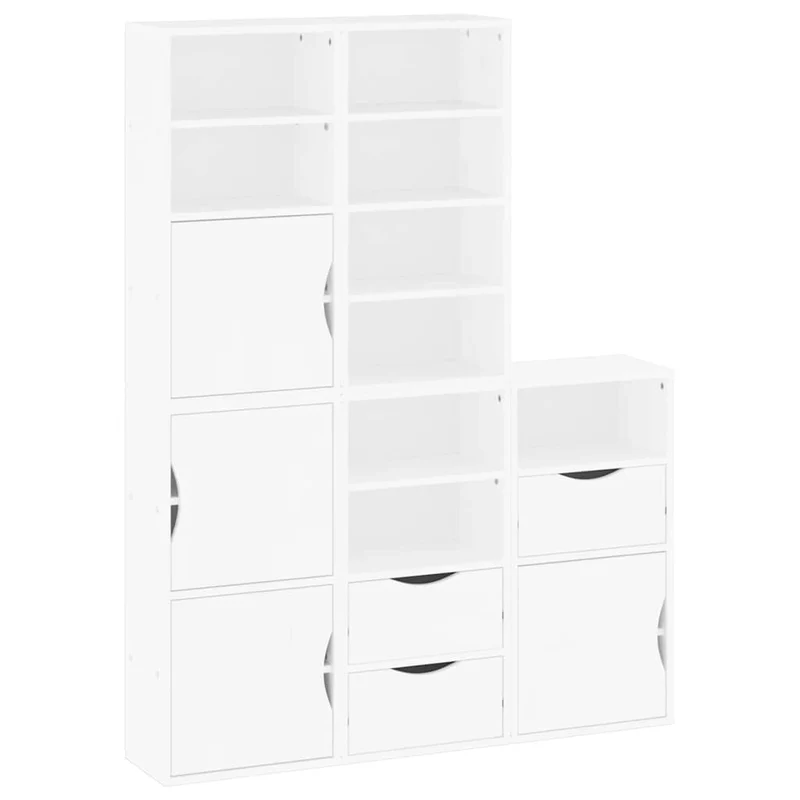 Lot de 5 armoires latérales modulaires blanc 40 x 24 x 79 cm avec grand espace de rangement style rustique en pin massif blanc 02_0055969