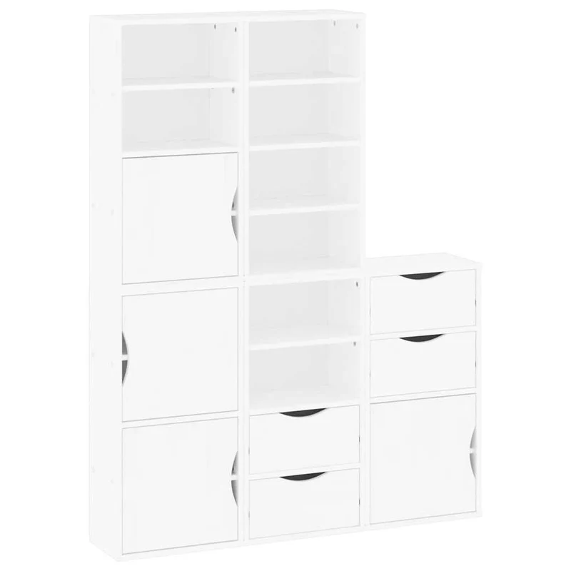 Lot de 5 armoires latérales modulaires rangement 40 x 24 x 79 cm en bois massif blanc 02_0055967