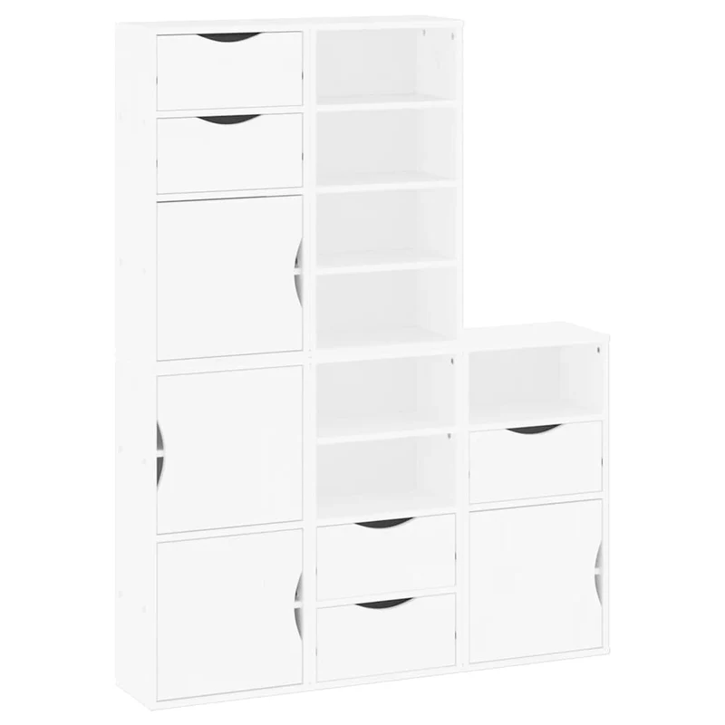 Lot de 5 armoires latérales modulaires rangement 40 x 24 x 79 cm en bois massif pin blanc 02_0055971