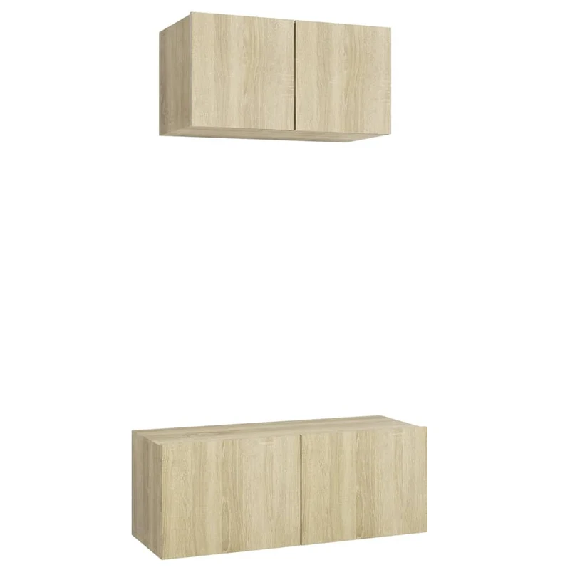 Ensemble de meubles armoire buffet TV télévision salon chambre séjour 2 pièces chêne sonoma bois d'ingénierie brun 02_0024296