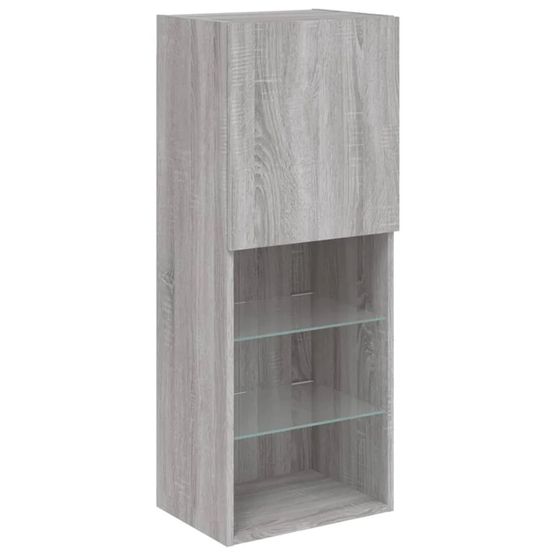 Meuble TV multimédia étagère télévision buffet téléviseur salle à manger salon chambre avec lumières LED sonoma 40,5 x 30 x 102 cm gris 02_0026823