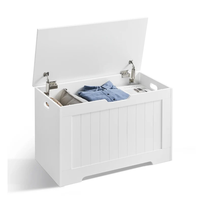 Coffre de rangement bois blanc
