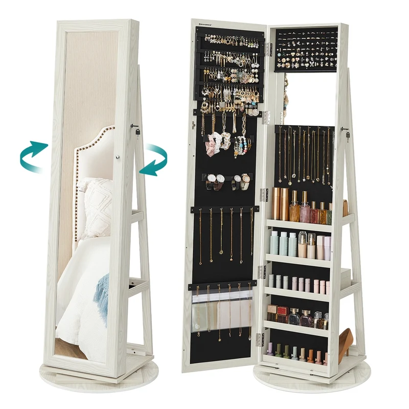 Armoire à bijoux sur pieds pivotant