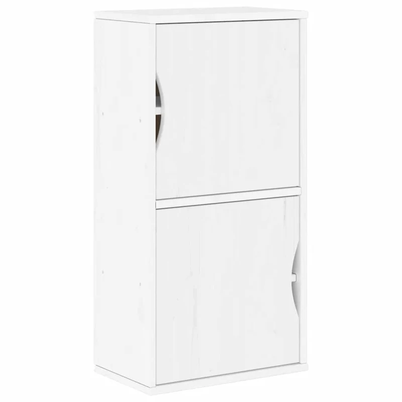 Armoire latérale classique pour petit espace 40 x 24 x 79 cm avec grand rangement ambiance rustique en bois blanc 02_0058039