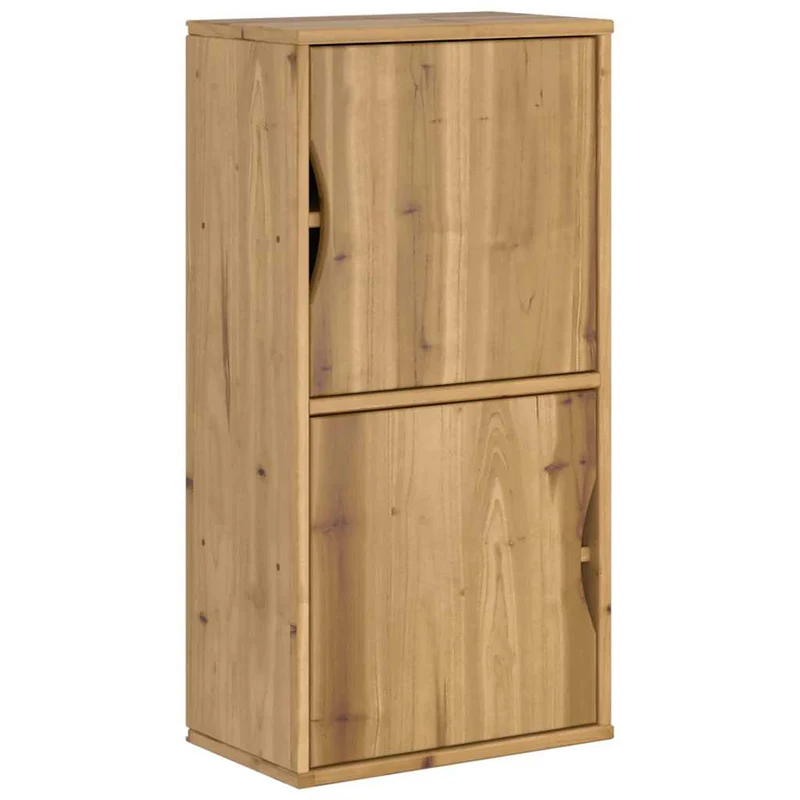 Armoire latérale classique rustique 40 x 24 x 79 cm grand espace de rangement ambiance cosy en bois massif miel 02_0058038