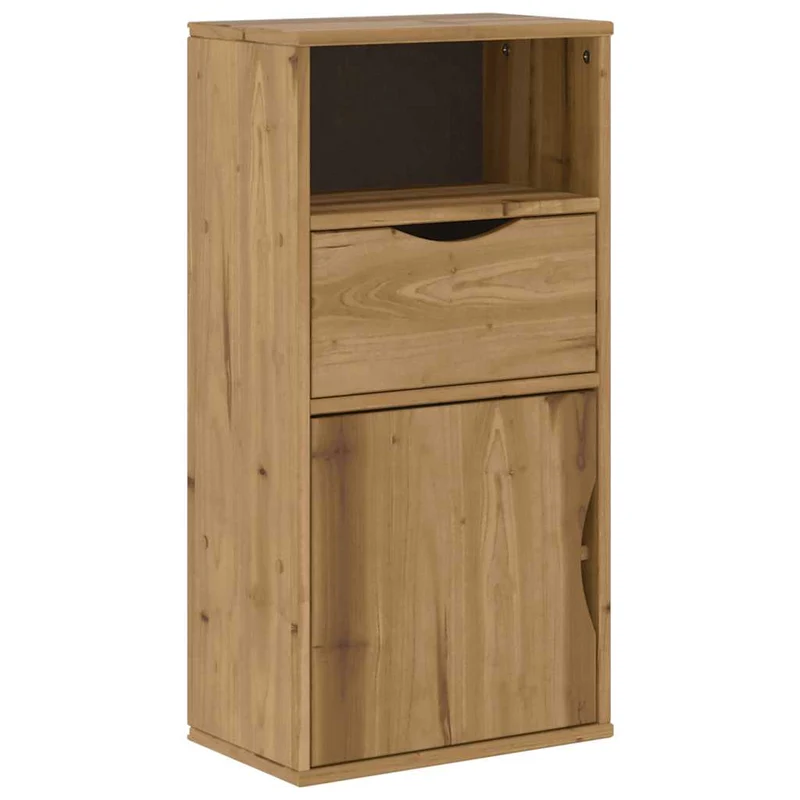 Armoire latérale rustique avec tiroir 40 x 24 x 79 cm bois massif pin finition cire de miel 02_0058046