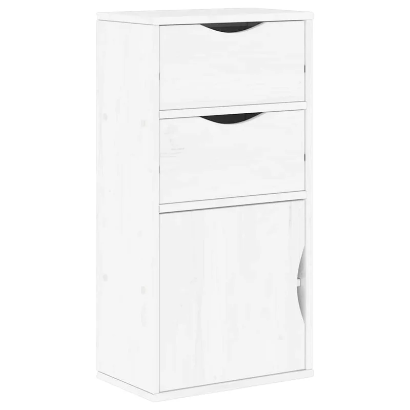 Armoire latérale en bois massif pin 40 x 24 x 79 cm grand espace de rangement style rustique en bois blanc 02_0058045