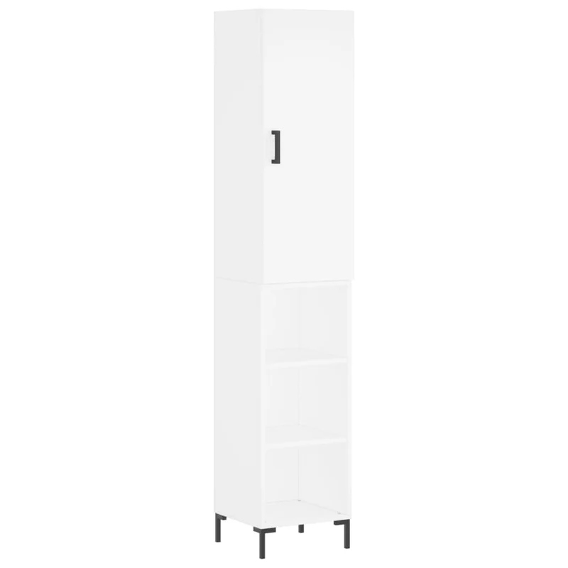 Buffet bahut commode armoire meuble de rangement organisateur cuisine salle de séjour salon haut 34,5 x 34 x 180 cm bois d'ingénierie blanc 02_0032367