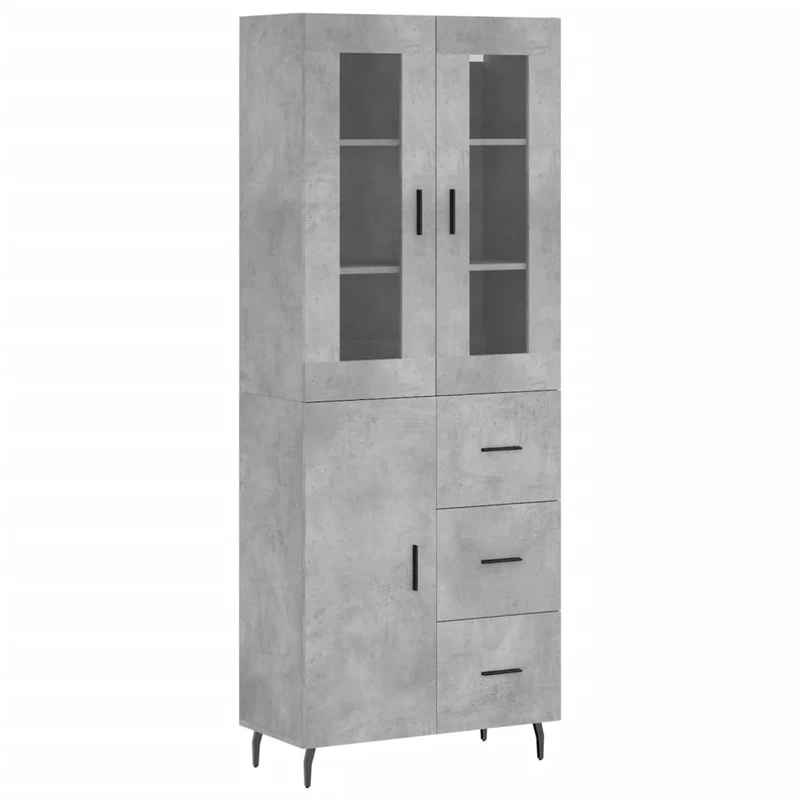 Buffet bahut commode armoire meuble de rangement organisateur cuisine salle de séjour salon haut 69,5 x 34 x 180 cm bois d'ingénierie gris 02_0034642