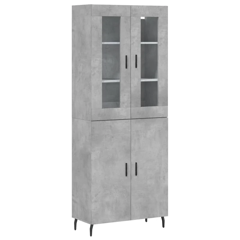 Buffet bahut commode armoire meuble de rangement organisateur cuisine salle de séjour salon haut 69,5 x 34 x 180 cm bois d'ingénierie gris 02_0034578